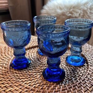 Set of 4 cobalt blue vintage tequila sipping  glasses